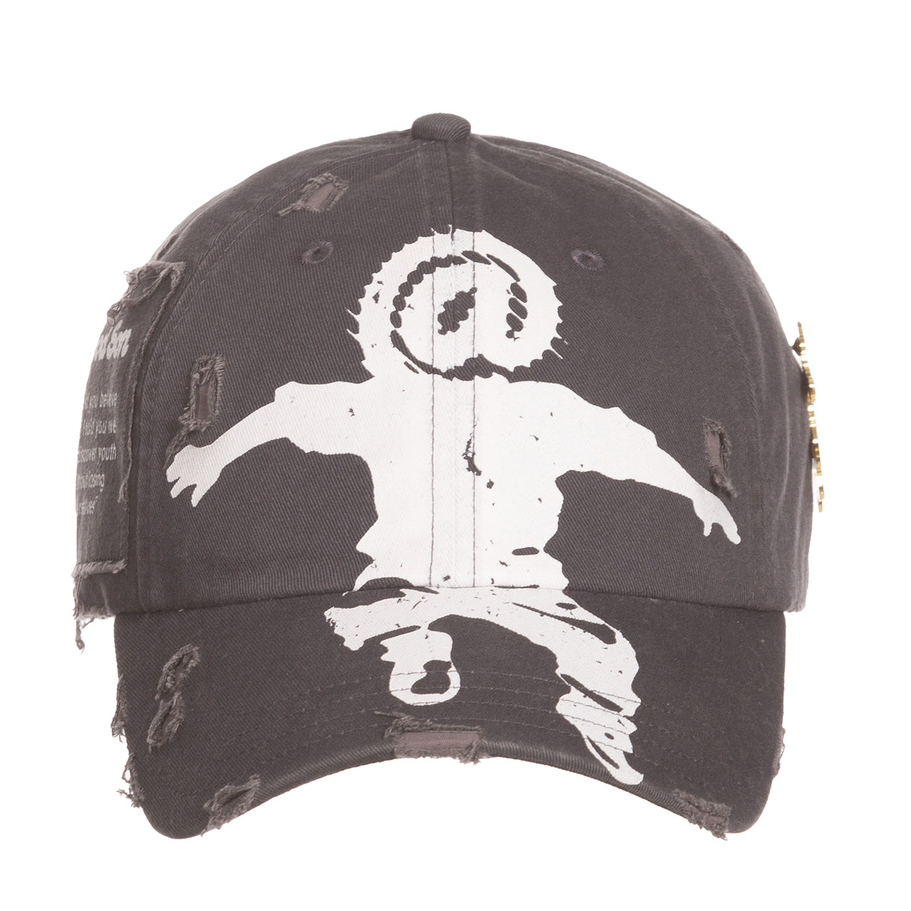 Good Son _ A Jumping Hat ) Black distressed cap with white graphic Logo