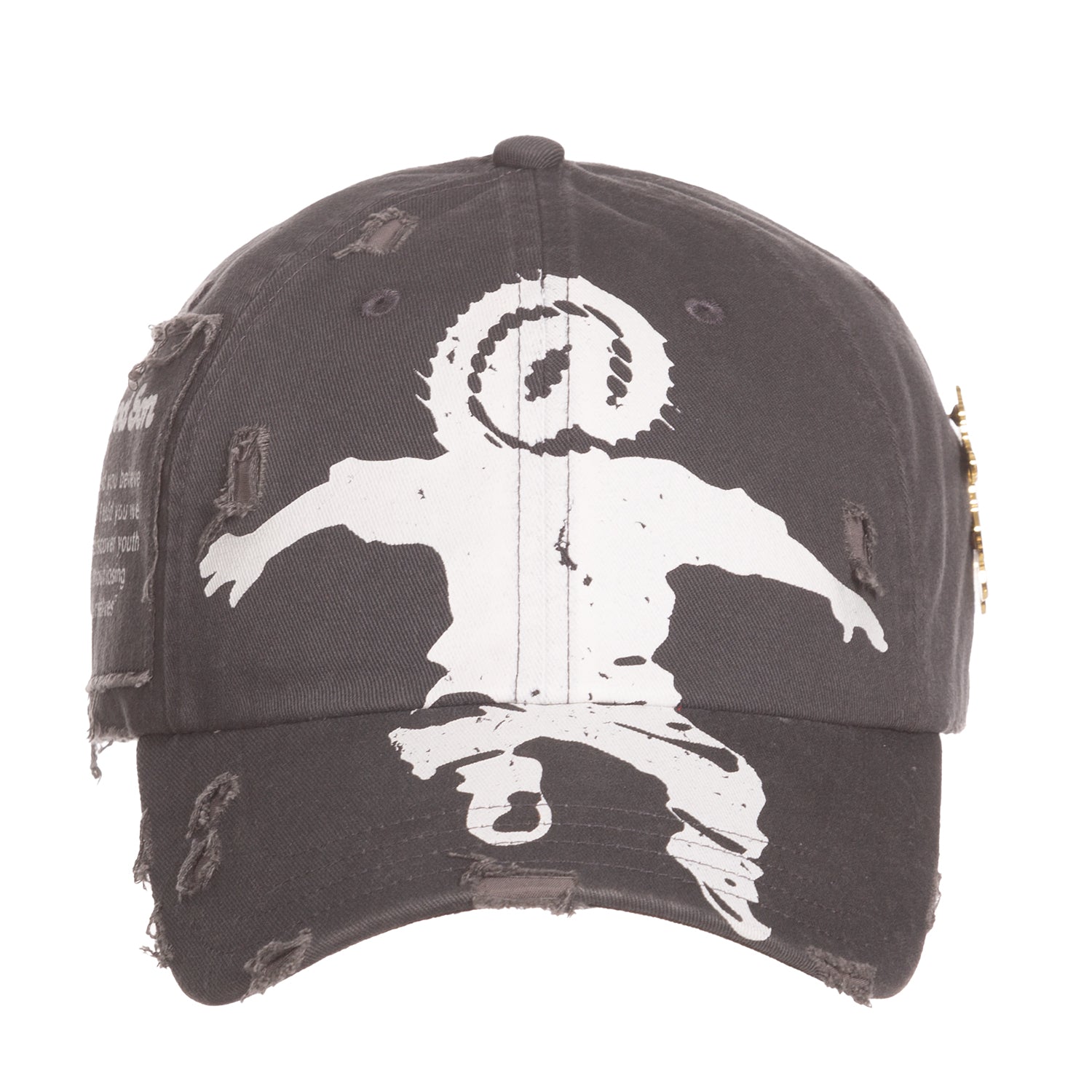 Good Son _ A Jumping Hat ) Black distressed cap with white graphic Logo